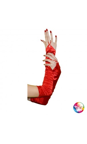 Gants Plissés Rouge 45cm