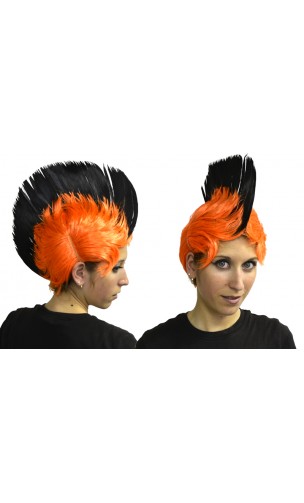 Perruque Crête Orange / Noir