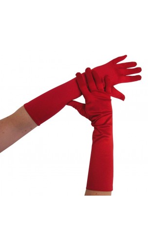 Gants long rouge satiné