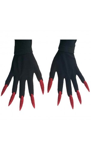 Gants sorcière avec ongles rouge