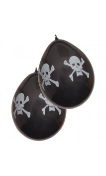 6 ballons noirs tête de mort
