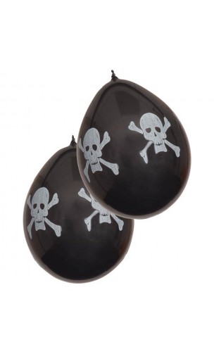 6 ballons noirs tête de mort
