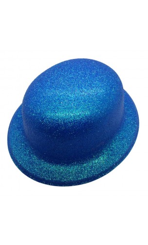 Chapeau melon bleu pailletté