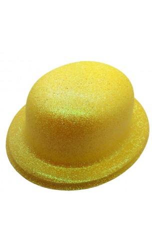 Chapeau melon jaune pailletté