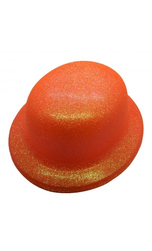 Chapeau melon orange pailletté