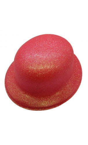 Chapeau melon rouge pailletté