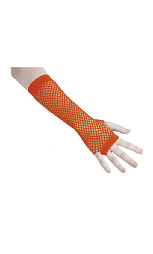 Gants mitaines résille fluo orange