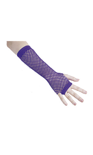 Gants mitaines résille fluo violet