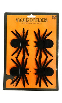 Set 4 mygales noires velours 12cm
