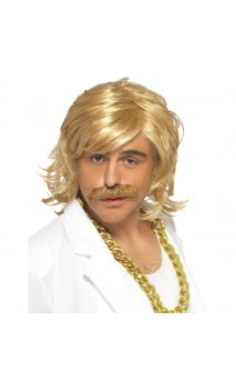 Perruque avec moustache blonde