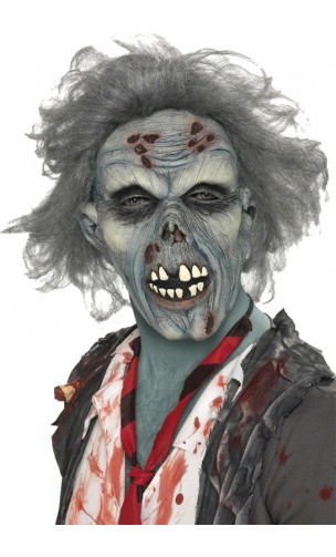 Masque zombie cheveux gris