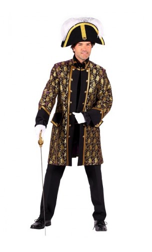 Veste marquis noire brocart en location