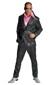 Costume disco noir à paillettes argenté