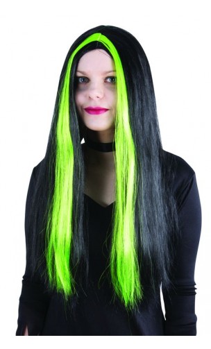Perruque sorcière mèches verte