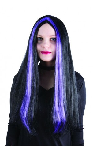 Perruque sorcière mèches violette
