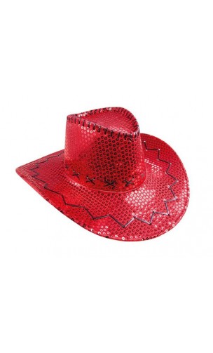 Chapeau cow boy rouge sequin