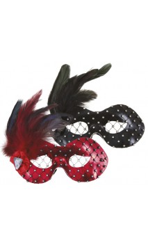 Masque loup avec résille et plumes