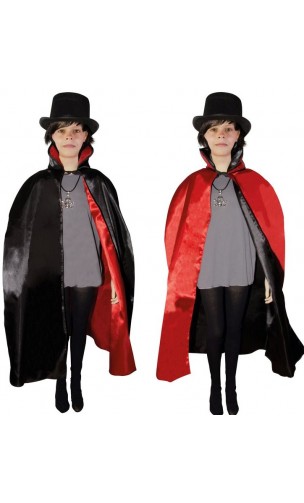 Cape réversible noir et rouge