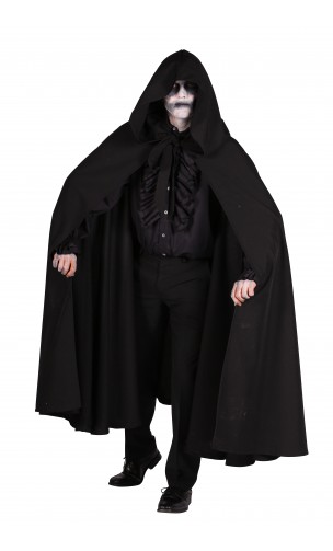 Cape noire à capuche luxe