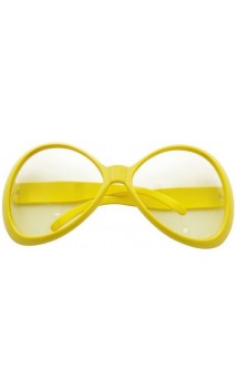 Lunettes disco année 80 jaune, lunette mouche pour déguisement carnaval couleur jaune