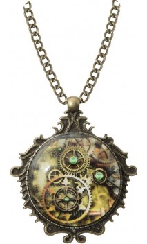 Collier médaillon et bague steampunk