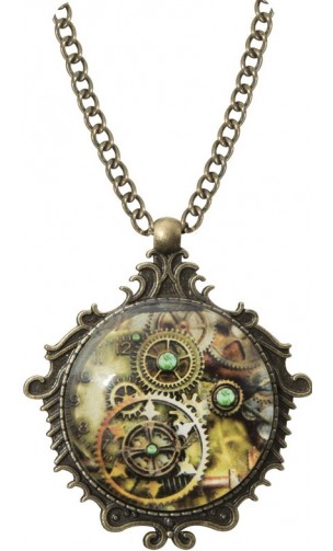 Collier médaillon et bague steampunk