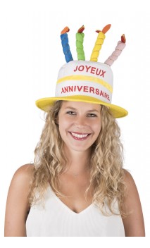 Chapeau joyeux anniversaire pour déguisement avec bougies en vente à Paris chez Be Happy