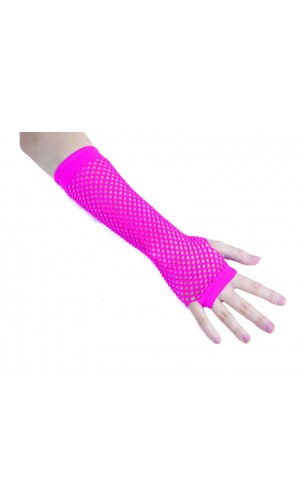 Mitaines résille fluo rouge