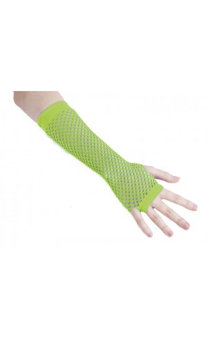 Gants mitaines résille vert fluo pour déguisement en vente