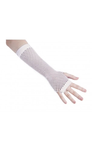 Gants mitaines résille blanc pour déguisement en vente