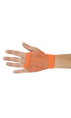 Mitaines résille court orange fluo