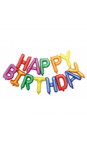 Ballon Happy Birthday métallisé couleur multicolore