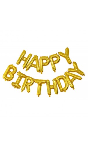 Ballon Happy Birthday métallisé doré