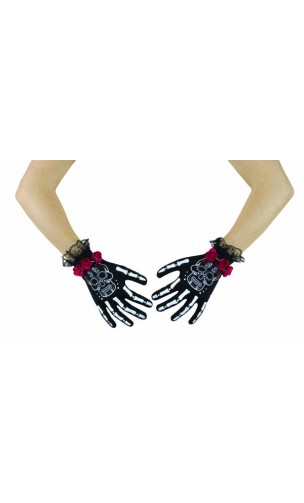 Gants dia de los muertos adulte