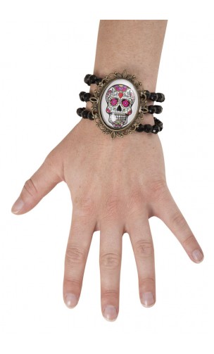 Bracelet médaillon dia de los muertos