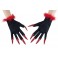 Gants avec ongle rouge et plumes
