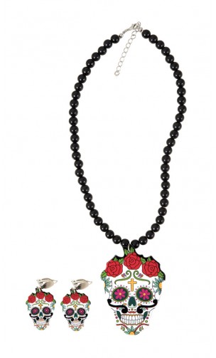 Collier + boucles d'oreilles dia de los muertos