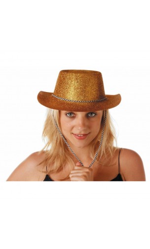 Chapeau cowboy paillette doré