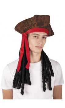 Chapeau tricorne pirate avec cheveux