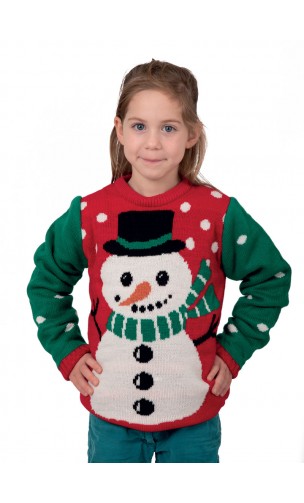 Pull noël enfant bonhomme de neige