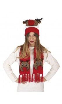 Set bonnet et écharpe renne