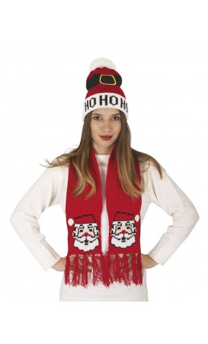 Set bonnet et écharpe père noël