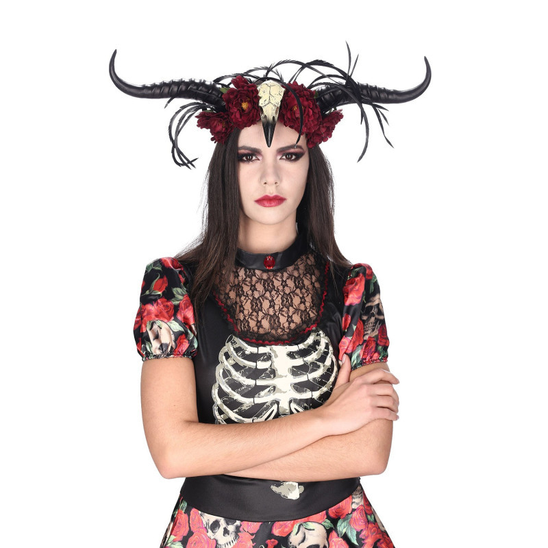 Serre tête vaudoo tête d'oiseau + cornes