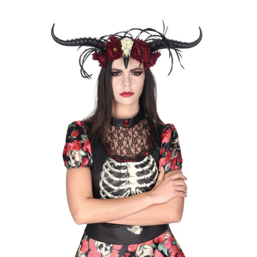 Serre tête vaudoo tête d'oiseau + cornes