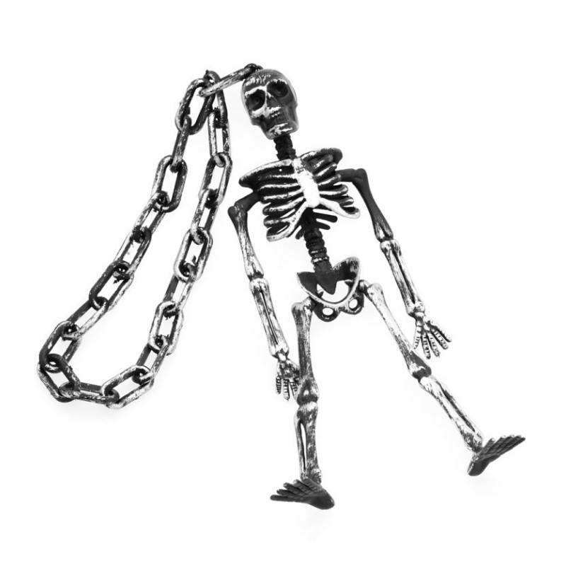 Chaine avec tête de mort argenté 65cm