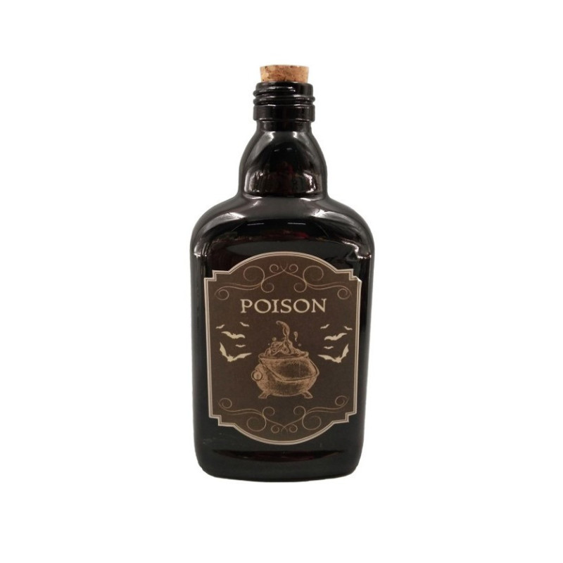 Flacon de poison en verre noir 19cm