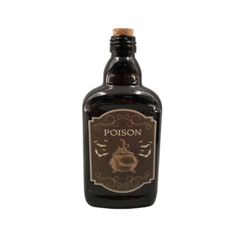 Flacon de poison en verre noir 19cm