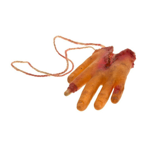 Main ensanglanté avec corde à suspendre