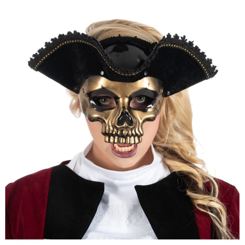 Masque tête de mort pirate avec chapeau