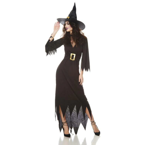 Déguisement robe sorcière longue sexy noire